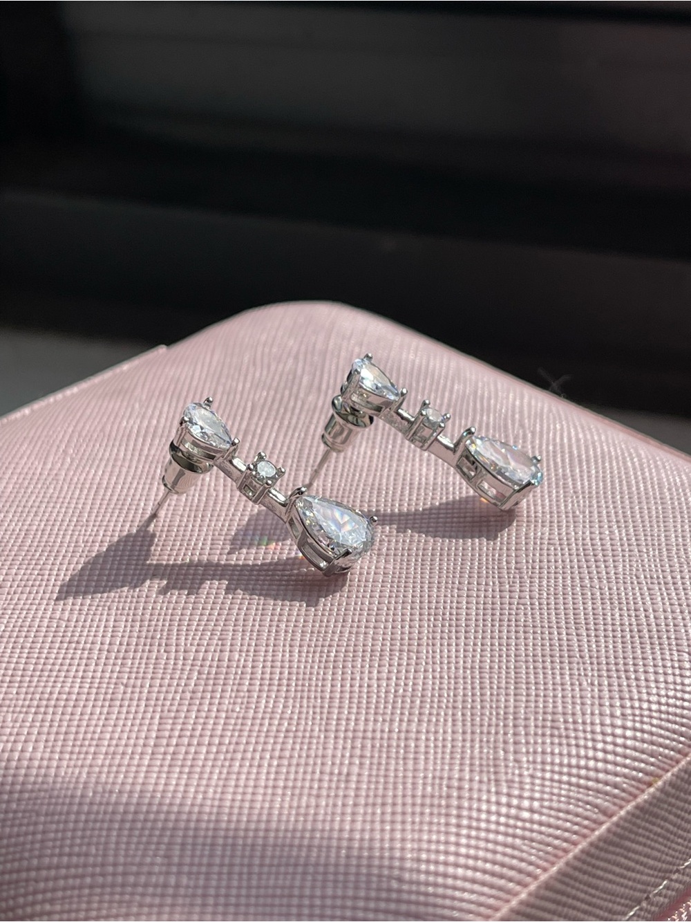 Silver Teardrop Cubic Zirconia Drop Earrings